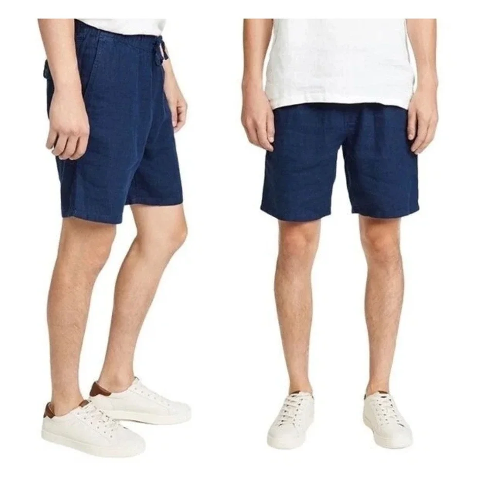 Onia Noah Mens Navy Blue 100% Linen Cargo‎ 10
